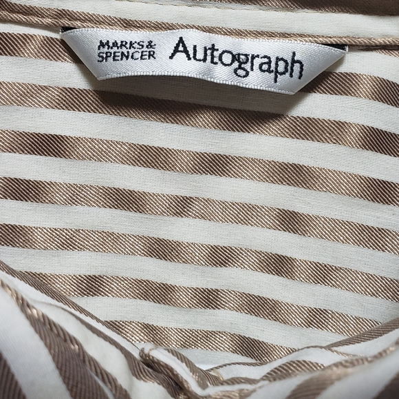 Autograph Marks and Spencer Gold Pinstripe Morrocan Dress Shirt Women's - Picture 4 of 8
